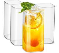 ADESUGATA Vasos de 500 ml, juego de 4 vasos cuadrados delgados, elegantes vasos de bar para agua, jugo, cerveza, bebidas, cócteles y bebidas mixtas