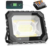 Adewalk 100W Foco LED Recargable, 12000mAh 10000LM Foco led Bateria Portátil con Panel Solar, 5 Modos de Luz, IP66 Impermeable, Luz de Trabajo Exteriore para Camping, Pesca, Emergencia, Garaje