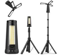 Adewalk 15000 mAh Foco LED Recargable con Trípode, 5500 LM Foco Exterior Batería, Luz Recargable Portátil Impermeable IP65, 5 Modos Lámpara de Trabajo Ajustable para Construcción Taller Camping