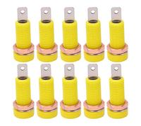 Adfaga 10 piezas 4 mm conector tipo banana conector de poste de encuadernación latón ABS material adaptador de montaje en panel para instrumentos electrónicos proyectos de bricolaj (Amarilla)