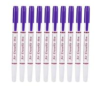 Adfaga 10 unidades de bolígrafo borrable con agua de doble cabeza, marcador de tela, herramienta de sastrería, bolígrafo soluble en agua de doble punta para ropa, zapatos, marcado (Púrpura)