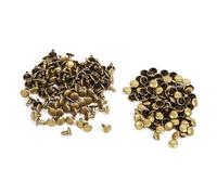 Adfaga 100 juegos de remaches de doble tapa, tachuelas artesanales de cuero y metal, accesorios decorativos para bolsos, zapatos, sombreros, proyectos de bricolaje, material de hie (Bronce)