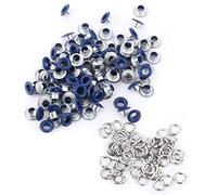 Adfaga 100 Ojales Metálicos de 5 mm para Scrapbooking, Juego de Hebillas, Ojales Redondos de Metal con Arandelas para Manualidades de Cuero, Fabricación de Tarjetas, Proyectos de B (Azul oscuro)