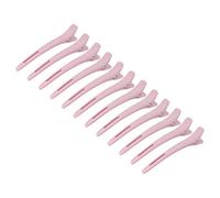 Adfaga 12 pinzas profesionales para el pelo de pico de pato, clips de sección de grado de salón para peinar, colorear, secar con secador, antideslizantes, color rosa, para todo tip