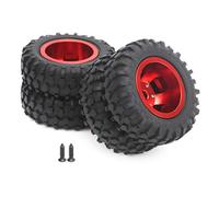 Adfaga 2 neumáticos de Goma Traseros RC de 2.165 in de diámetro con Marco de aleación de Aluminio para WPL D12 1/10 camión de Control Remoto Agarre Mejorado Rendimiento Duradero (Rojo R)