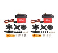 Adfaga 2 Piezas 25 KG Servomotor Digital de Alto Torque Rotación de 270 Grados con Engranaje de Metal Brazo 25T para 1/10 1/12 RC Coche Robot Barco Aleación de Aluminio Rojo 40x20x