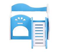 Adfaga 3 Colores Casa de Hámster de Animales Pequeños Castillo Placa de Plástico de Madera Nido de Mascotas Duradero para Cobayas Ratas Diseño de 2 Capas con Escaleras Azul Rosa Ve (Azul)