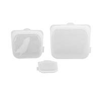 Adfaga 3pcs Silicone Food Storage Bags Leakproof Reusable Dishwasher Microwave Safe Airtight Zip Lock Containers for Vegetables Snacks Kitchen Organization Adults (White)