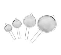 Adfaga 4 piezas de cocina de acero inoxidable manual tamiz de harina tamiz colador conjunto para hornear cocinar con malla uniforme fácil de limpiar almacenamiento colgante materia