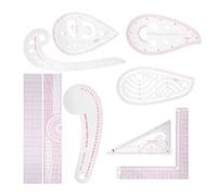 Adfaga 9 piezas de regla de ropa múltiples de uso múltiple conjunto de alta precisión de la plantilla de dibujo de costura de PVC para diseñadores de moda y sastres transparentes c