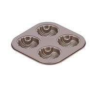 Adfaga Bandeja para hornear antiadherente, 4 cavidades, cuadrado, resistente, acero al carbono, molde para magdalenas para horno microondas, mini bandeja para hornear pasteles, aho (4 sartenes