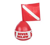 Adfaga Boya de Buceo de PVC con Bandera Marcador de Superficie Inflable para Buceo Snorkel Deportes acuáticos Flotador de señal de Seguridad de Alta Visibilidad Rojo 45,5 cm