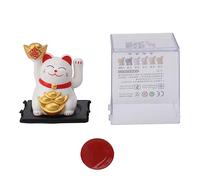 Adfaga Brazo Que agita con energía Solar, Adorno de Gato de la Suerte, Riqueza China, Fortuna, Gato de Bienvenida, ondulación automática, no Necesita batería, para el hogar, oficin (Blanca)