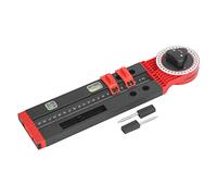 Adfaga Buscador de ángulos de transportador de sierra ingletadora profesional con nivel de burbuja Herramienta de medición de escala grabada precisa para carpintería y recorte Mate (negro rojo)