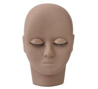 Adfaga Cabeza de Maniquí de Pestañas Profesional con Párpados Removibles Característica Facial Realista Diseño de Doble Capa para Práctica de Extensión de Pestañas Entrenamiento de (Marrón oscura)