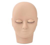 Adfaga Cabeza de Maniquí de Pestañas Profesional con Párpados Removibles Característica Facial Realista Diseño de Doble Capa para Práctica de Extensión de Pestañas Entrenamiento de (Marrón claro)