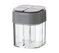 Adfaga Caja de condimentos de 4 compartimentos Contenedor de almacenamiento transparente portátil con tapa abatible Organizador de cocina para cocinar Hornear Acampar Material PP d (Gris)