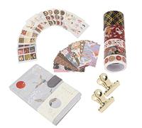 Adfaga Caja de regalo con cuenta manual, serie Antiquity Songhe, regreso tardío, cinta de estampado en caliente, Bloc de notas, traje de tapa dura, diario de papel Washi premium (brocado shu)