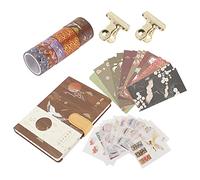 Adfaga Caja de regalo con cuenta manual, serie Antiquity Songhe, regreso tardío, cinta de estampado en caliente, Bloc de notas, traje de tapa dura, diario de papel Washi premium (nube de sonido)