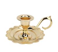 Adfaga Candelabro de Mano de aleación de Zinc Vintage Candelero rústico de Estilo Europeo con diseño de pétalos para decoración del hogar Cenas románticas Ocasiones Especiales (Oro)