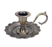 Adfaga Candelabro de Mano de aleación de Zinc Vintage Candelero rústico de Estilo Europeo con diseño de pétalos para decoración del hogar Cenas románticas Ocasiones Especiales (Bronce)