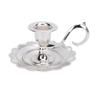 Adfaga Candelabro de Mano de aleación de Zinc Vintage Candelero rústico de Estilo Europeo con diseño de pétalos para decoración del hogar Cenas románticas Ocasiones Especiales (Plata)