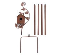 Adfaga Casa para pájaros de Metal con Postes Estaca Decorativa para jardín al Aire Libre para Patio Trasero Comedero para pájaros de Hierro Premium con Enchufe para el Suelo Hábita