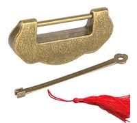 Adfaga Cerradura antigua de aleación de Zinc, cerradura de puerta de estilo Retro de la dinastía Ming Qing con borla (Bronce verde)