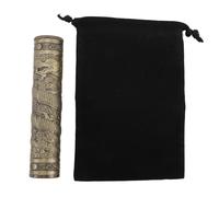 Adfaga Contenedor de Tubo de Metal Cilindro de Almacenamiento Sellado Patrón en Relieve Accesorios de Viaje para Acampar al Aire Libre Organizador portátil Duradero de aleación de (Bronce)