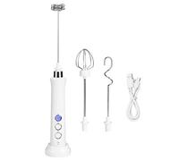 Adfaga Espumador de leche eléctrico y batidor de huevos Batidora de mano recargable por USB de 3 velocidades para café Latte Hornear Cocina Batidora portátil blanca Herramienta agi