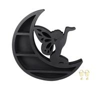 Adfaga Estante de Madera de Cristal con diseño de Hada de la Luna, Soporte de joyería Tallado Multicapa, Estante Decorativo para decoración del hogar, Oficina, Sala de Estar, dormi