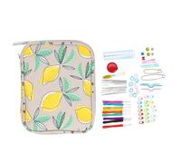 Adfaga Estuche de gancho de crochet profesional con 21 ganchos de almacenamiento Bag de aluminio Accesorios de tejido de tejido Kit completo para principiantes Proyectos de manuali