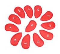 Adfaga Fundas para Cabezas de Hierro para Palos de Golf, Juego de 12 Piezas Impermeables de Primera Calidad con identificación numerada para protección de Todos los hierros de Golf (Roja)
