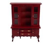 Adfaga Gabinete de Madera en Miniatura Muebles de casa de muñecas a Escala 1/12 con Puertas Que se Pueden Abrir Cajones Estantería Hecha a Mano Armario para decoración de casa de m (Caoba)