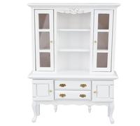 Adfaga Gabinete de Madera en Miniatura Muebles de casa de muñecas a Escala 1/12 con Puertas Que se Pueden Abrir Cajones Estantería Hecha a Mano Armario para decoración de casa de m (Blanca)