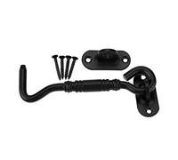 Adfaga Gancho de cabina negro de acero inoxidable 201 y pestillo de ojo resistente al óxido para puerta de cobertizo, puerta de granero, ventana con tornillos de 11cm