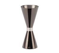 Adfaga Jigger de cóctel profesional Taza medidora de barra de acero inoxidable 304 de doble extremo con escala precisa para camareros Uso en la cocina de la barra del hogar (Plata Negro)