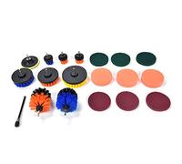 Adfaga Juego de 19 piezas de accesorios de cepillo de taladro resistente, juego de fregador eléctrico con estropajos, almohadillas de esponja para pulido para limpieza profunda, ba
