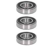 Adfaga Juego de 3 rodamientos rígidos de bolas Rodamientos de grado industrial sellados con caucho para cargas axiales radiales Equipos de servicio pesado Caja de cambios Motor Pie (6207 sello de