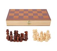 Adfaga Juego de ajedrez de Madera Tablero de ajedrez portátil de Viaje Plegable con Piezas talladas a Mano para Adultos Juego Familiar Night Robin Wood 11.8x11.8 Pulgadas 32 Piezas