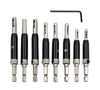 Adfaga Juego de brocas para bisagra autocentrante, herramienta de carpintería con vástago hexagonal de alta dureza para instalación de bisagras de puerta y ventana, 8 piezas con ll