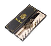 Adfaga Juego de pluma Steampunk vintage, kit de escritura de caligrafía de lujo con 8 puntas intercambiables, elegante decoración de escritorio, regalo para artistas, escritores, e