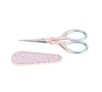 Adfaga Juego de tijeras profesionales de acero inoxidable para coser y bordar con protector de cuero de PU, mango ergonómico, herramienta multifuncional para manualidades, corte de (Rosa)