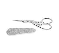 Adfaga Juego de tijeras profesionales de acero inoxidable para coser y bordar con protector de cuero de PU, mango ergonómico, herramienta multifuncional para manualidades, corte de (Grulla plateada)