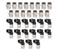Adfaga Kit de montaje neumático, 30 piezas, tubo de 3/8 de pulgada de diámetro exterior x rosca NPT de 1/4 de pulgada, conexión rápida de línea de aire para sistemas neumáticos ind