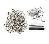 Adfaga Kit de ojales de metal de latón de 12 mm con abridor de agujeros, base de mandril para manualidades de cuero, zapatos, bolsas, accesorios de ropa, color plateado, 100 piezas