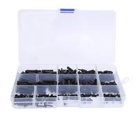 Adfaga Kit surtido de tuercas de tornillo con espaciadores hexagonales de separación de nailon M2, kit de espaciador macho y hembra con rosca negra de 320 piezas para proyectos ele