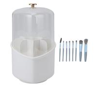 Adfaga Makeup Brushes Set with Rotating Holder 8Pcs Heart Shaped Brush Organizer with Clear Lid Large Capacity Storage for Cosmetics Vanity Desktop Plastic 24.5x12.5cm (Blanca)