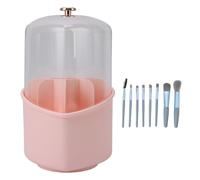 Adfaga Makeup Brushes Set with Rotating Holder 8Pcs Heart Shaped Brush Organizer with Clear Lid Large Capacity Storage for Cosmetics Vanity Desktop Plastic 24.5x12.5cm (Estuche rosa)