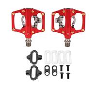 Adfaga MEROCA Pedales de Bicicleta de montaña con Plataforma de Doble Cara Pedales automáticos de aleación de Aluminio con Tacos para Ciclismo Pedales de Bicicleta Multiuso Rodamie (Roja (en Caja))